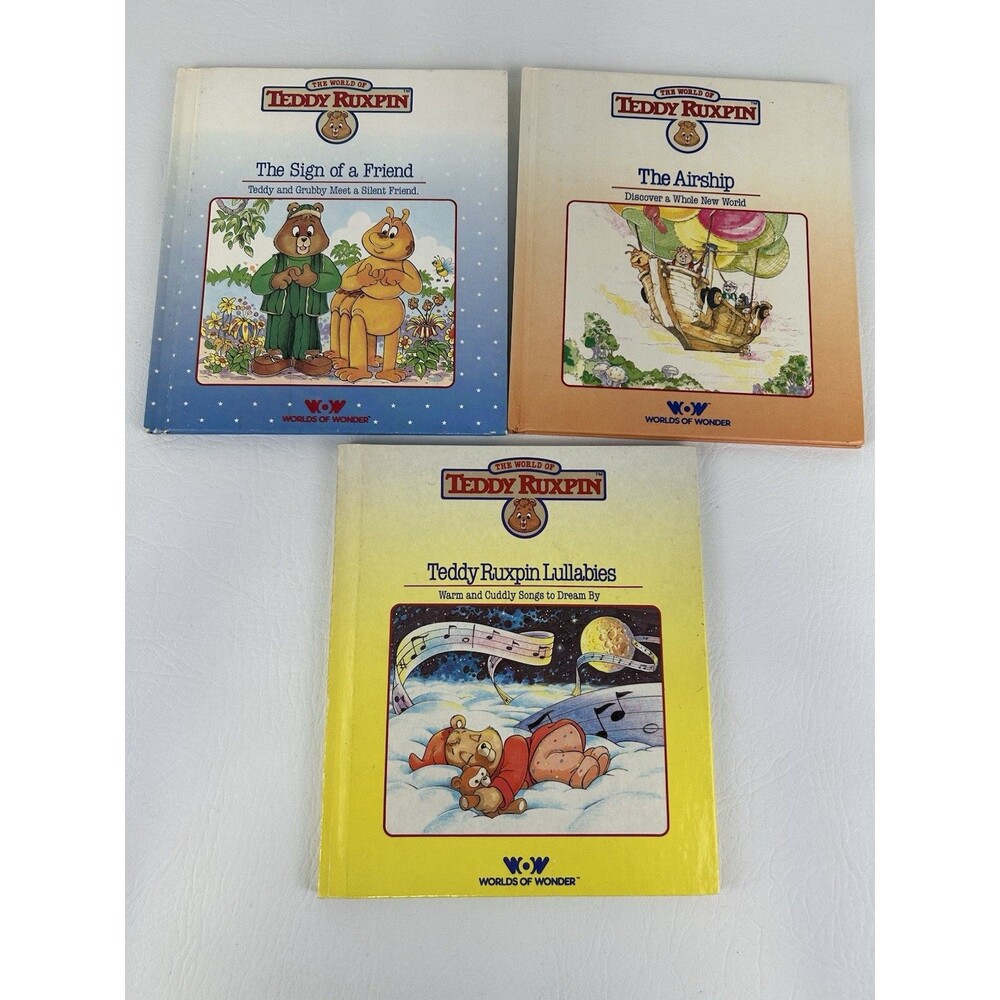 Vintage Teddy Ruxpin Books Airship Lullabies Sign Of A Friend Worlds of Wonder